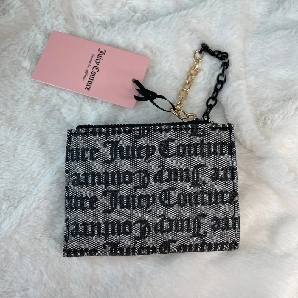 NEW Juicy‎ Couture Gothic Logo Wallet and Heart Coin Purse Set Black